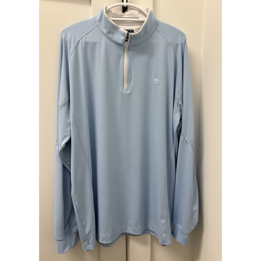 DEOLAX Men's XXL Blue 1/4 Zip Mock Neck Long Sleeve Golf Pullover